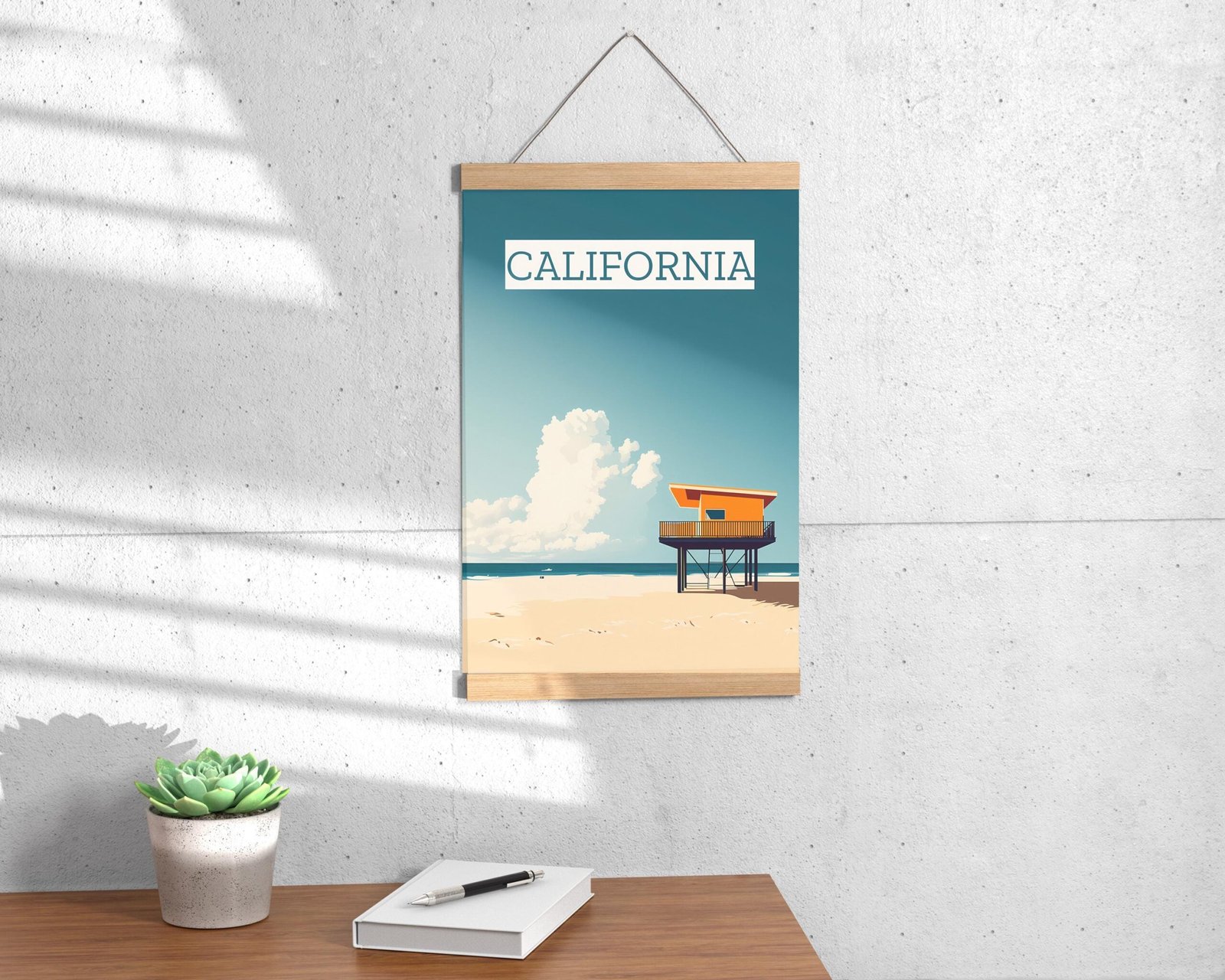 Print California Coast Poster Sunset Waves Wall Decor Coastal Road Trip Pacific Ocean Art Print USA Travel Adventure Surf Beach print States
