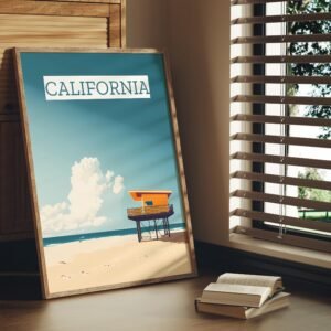 Print California Coast Poster Sunset Waves Wall Decor Coastal Road Trip Pacific Ocean Art Print USA Travel Adventure Surf Beach print States