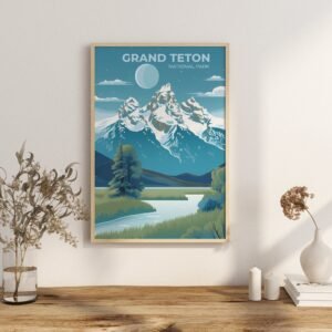 Print Grand Teton National Park Poster Wyoming National Park Wyoming Poster Mountain Peaks Wall Decor Majestic Range Art Print USA